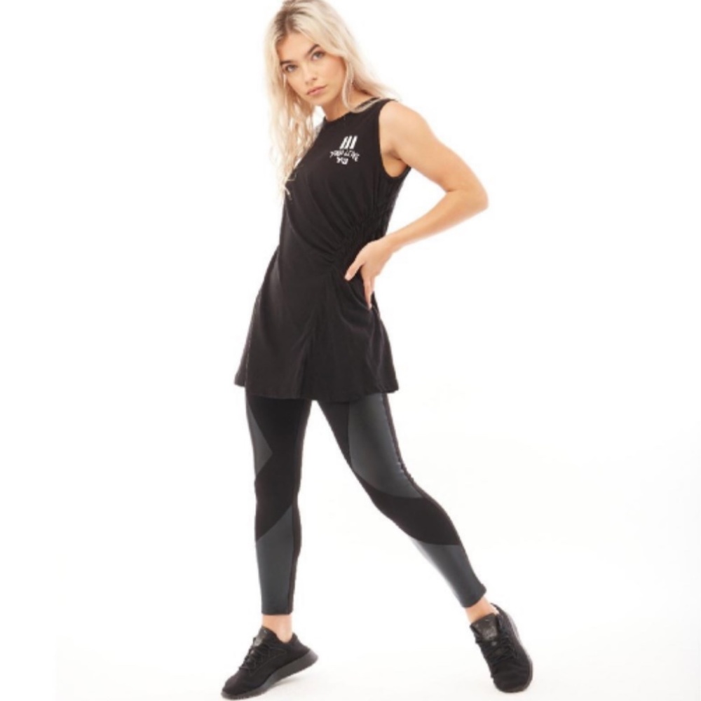 ADIDAS Y-3 Love Tank Gathered Long Tank Top